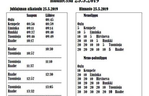 Juhlajuna-ajelua Rautatieaseman Merkkivuoden Kunniaksi 25.5. | Raahe.fi